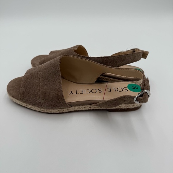 Sole Society Dolven Dune Suede Leather Back Strap Summer Sandals Brown 8 NWOT - Picture 5 of 9